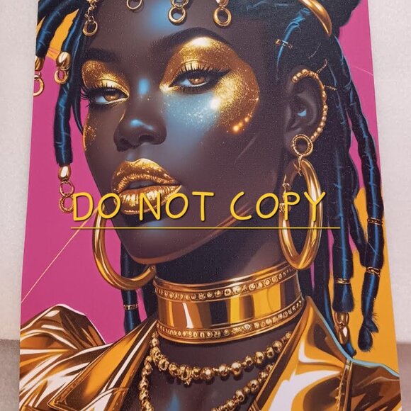 African American Queen w/ Dreadlocks & Gold-GOLDEN SOVEREIGN Artwork - 11"x17" - Picture 8 of 10